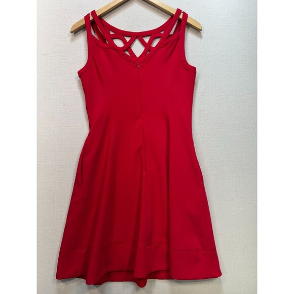 White House Black Market Women Fit & Flare Cocktail Dress Size 6 Red Sleeveless - Picture 7 of 11